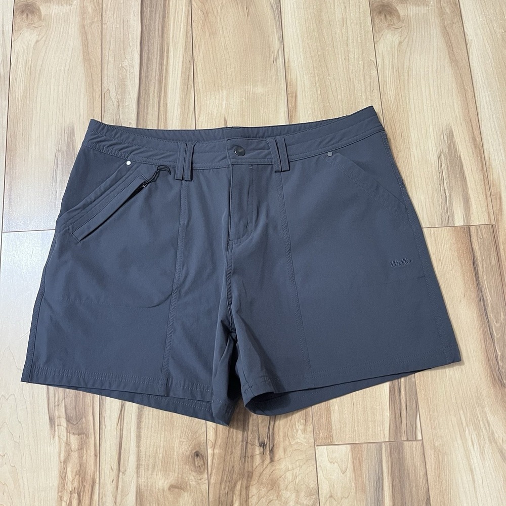 Willit Women's Nylon Hiking Shorts Sz 12 Dk Gray 4" Inseam Comfort Zip Pocket